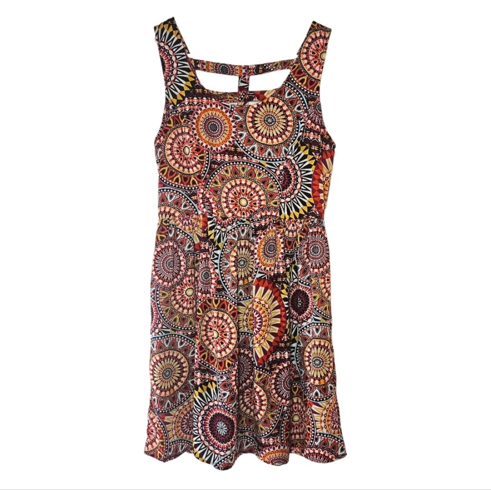 Xhilaration Multicolor Boho Mini Dress - Red, Yellow, Black